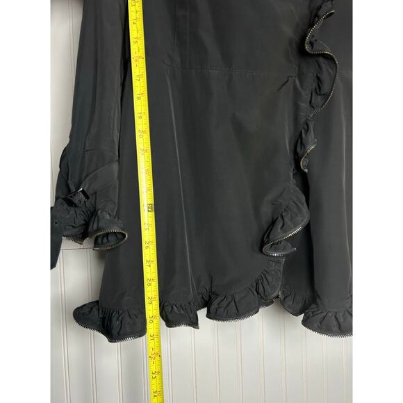 ETCETERA Ruffled Zipper  Tunic Black Raincoat Full Zip Belted 10 fall spring - Picture 6 of 13